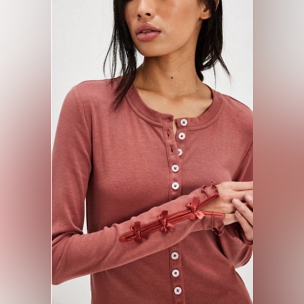🎀NWT🎀 Free People Long Time Love Top, Size Large, Cedar Wood Combo